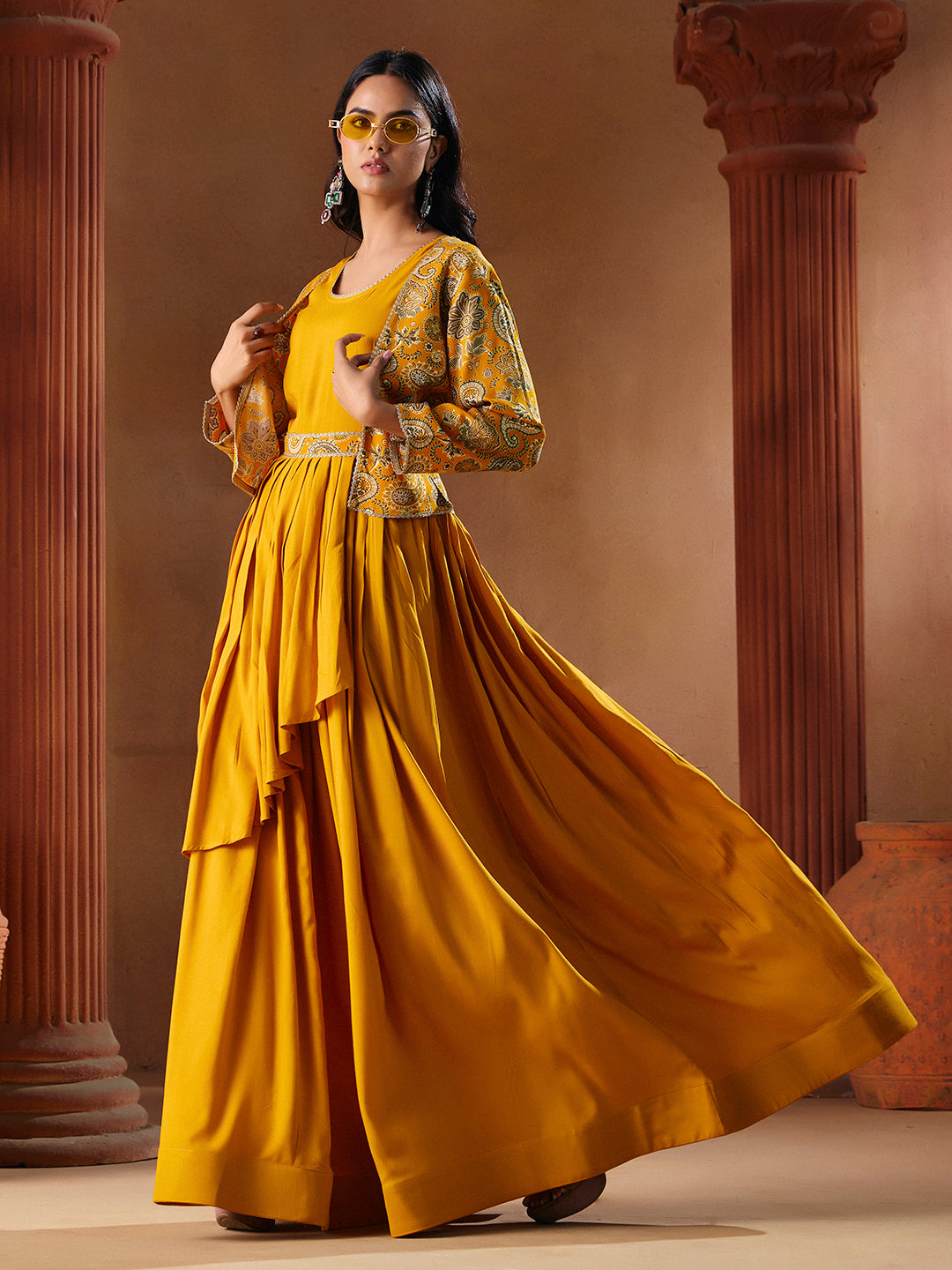 Indo Western for Woman Vatican Print Gown - Madhuram Wedding & Festive Wear