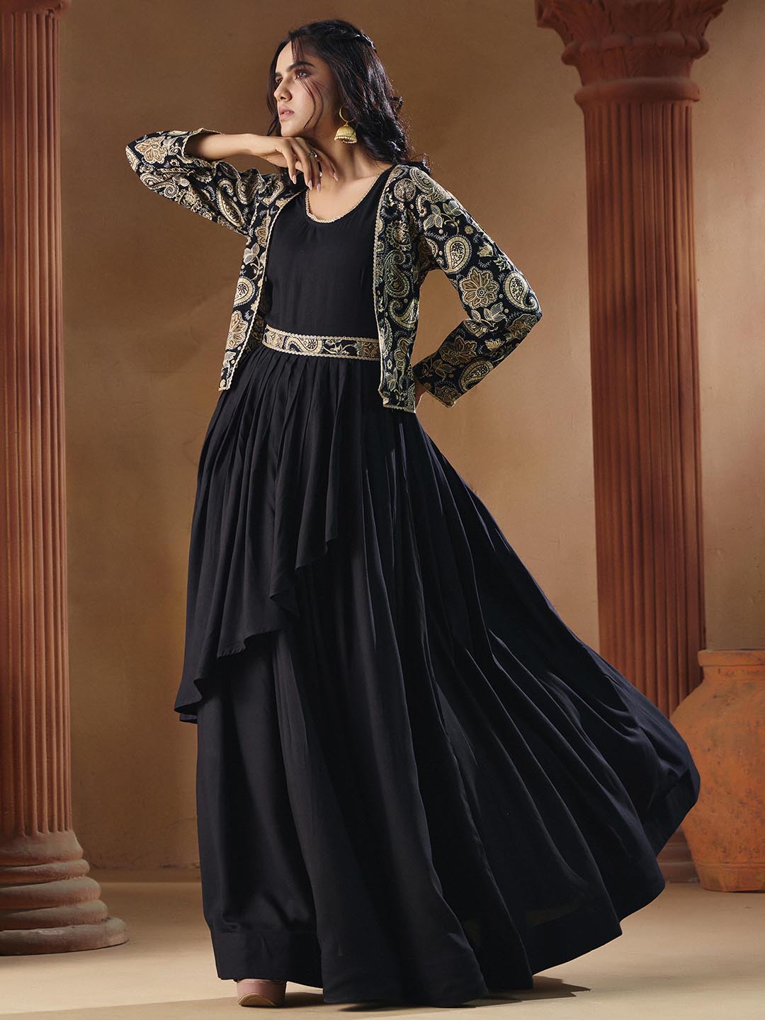 Indo Western for Woman Vatican Print Gown - Madhuram Wedding & Festive Wear