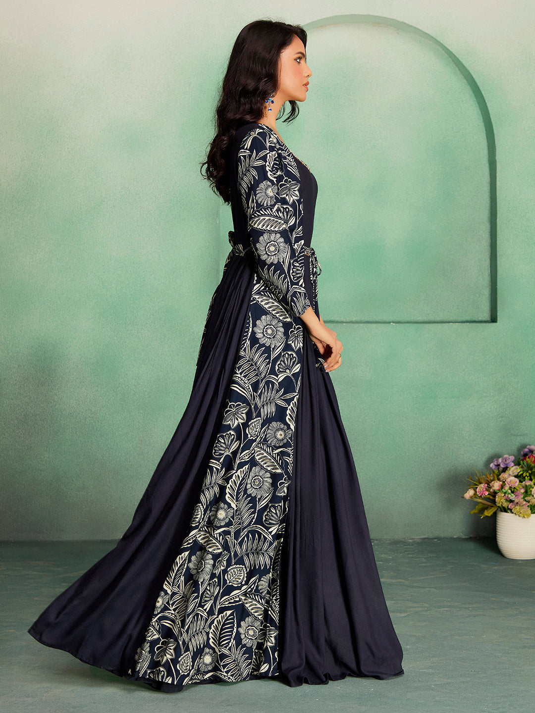 Madhuram Women’s Anarkali Gown – Festive & Wedding Wear with Digital Print