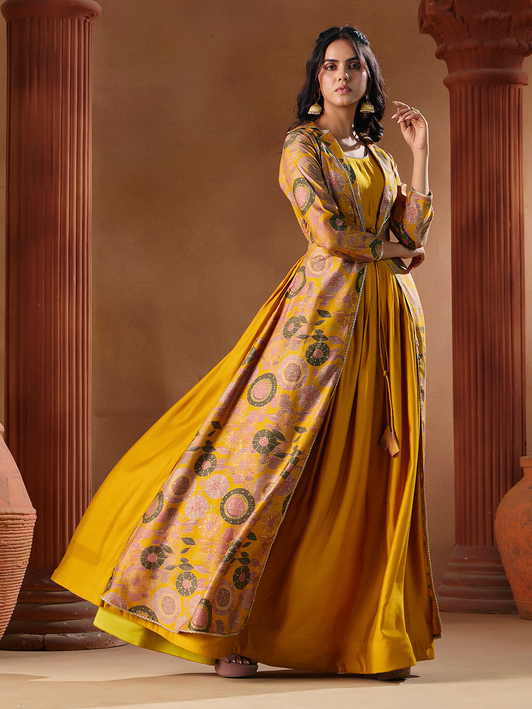 Indo Western Vatican Print Gown Madhuram Wedding & Festive Wear