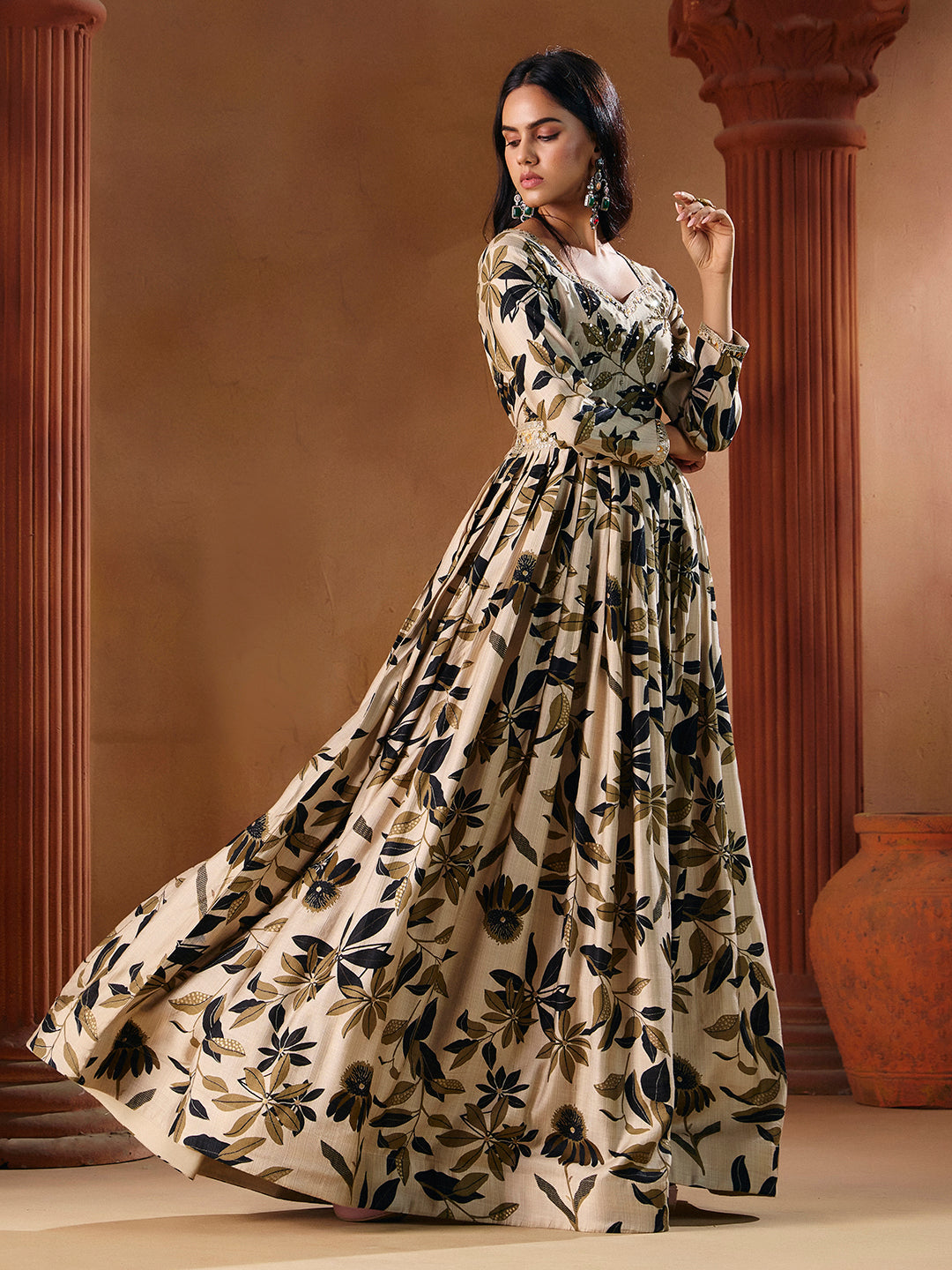 Indo Western for Woman Vatican Print Gown - Madhuram Wedding & Festive Wear