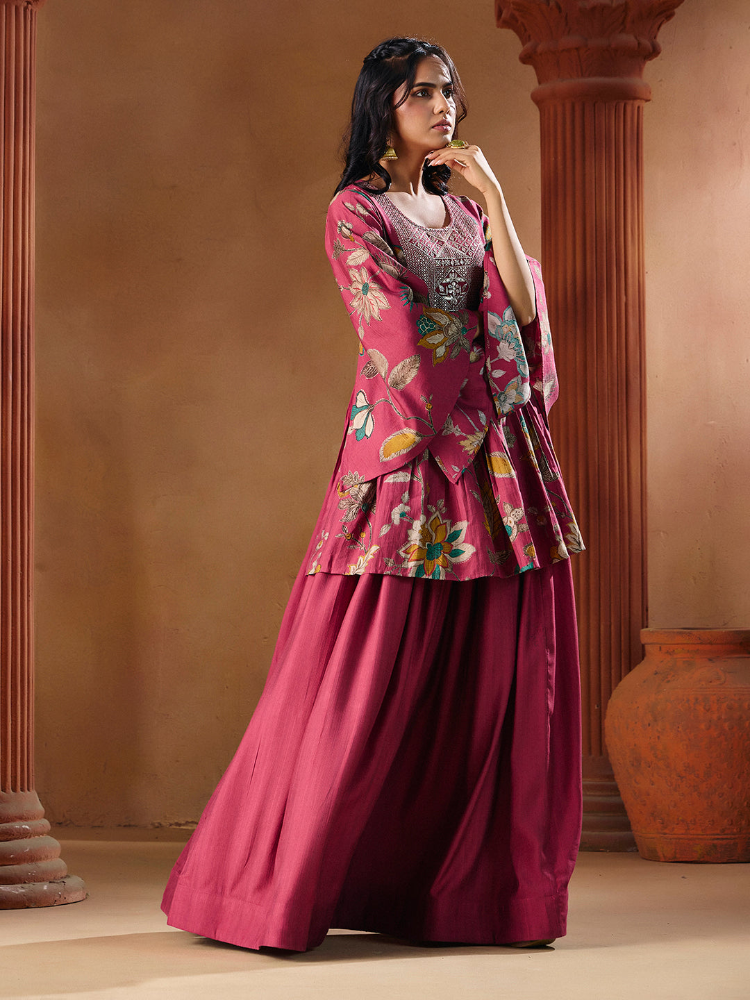 Indo Western Vatican Print Gown Madhuram Wedding & Festive Wear