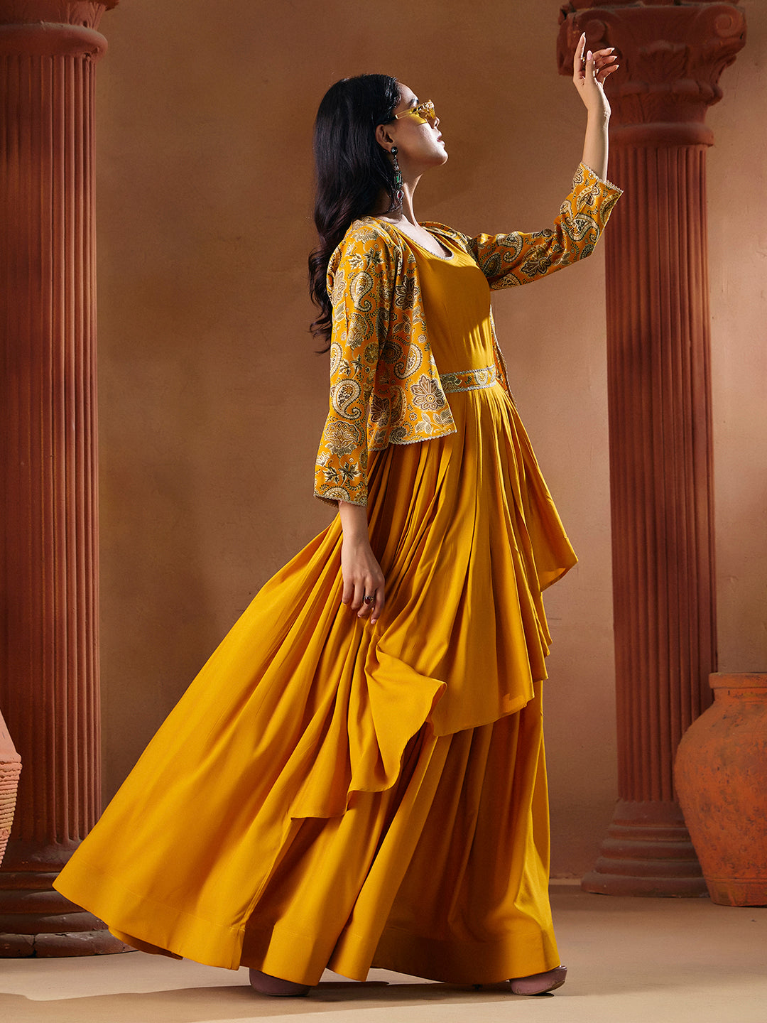 Indo Western for Woman Vatican Print Gown - Madhuram Wedding & Festive Wear