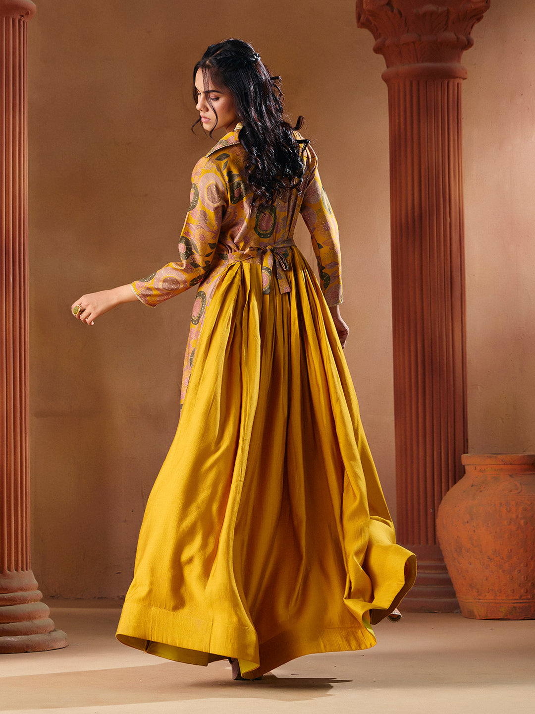 Indo Western Vatican Print Gown Madhuram Wedding & Festive Wear