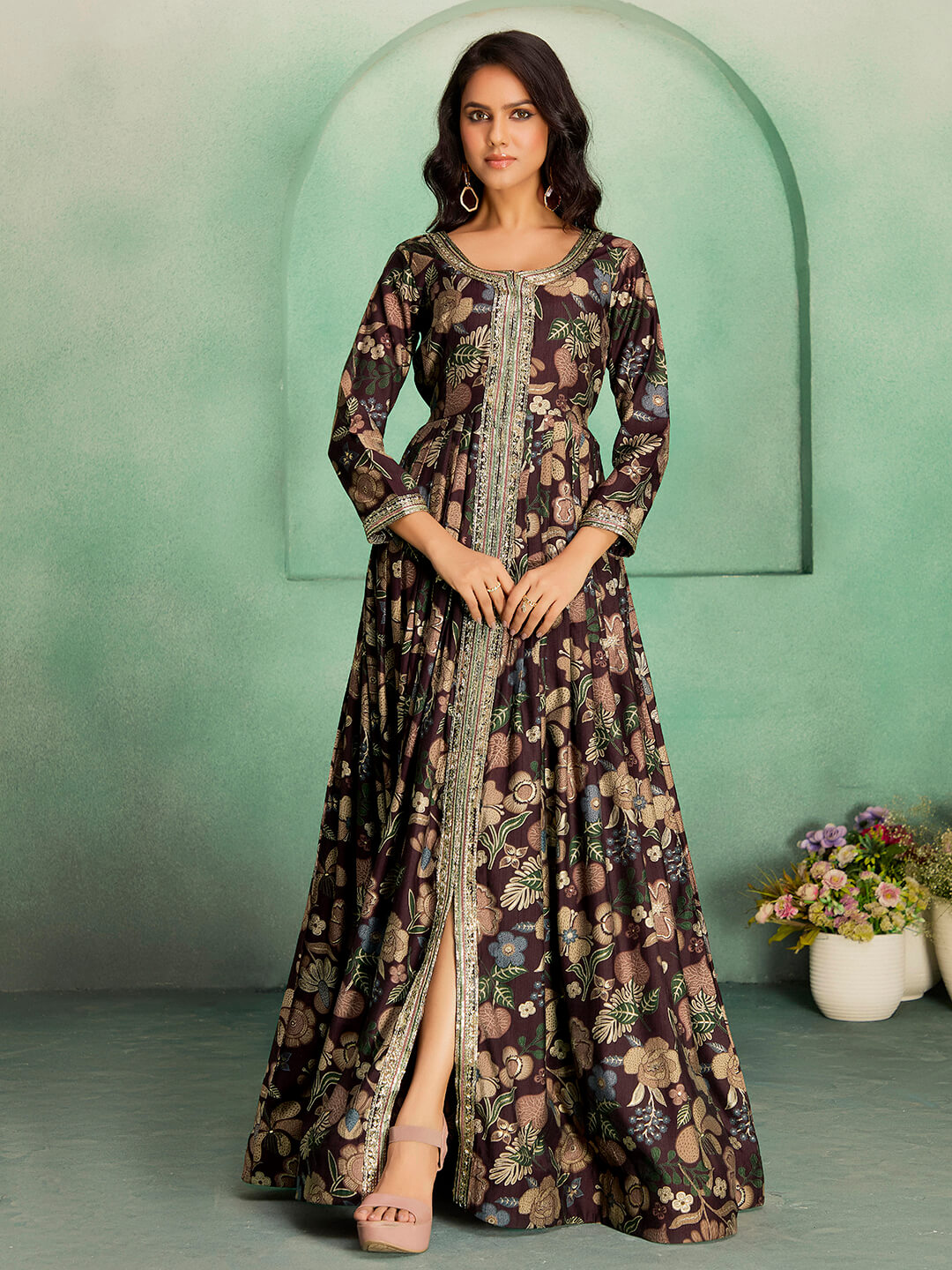 Embroidered Viscose Rayon Gown – Festive & Wedding Wear