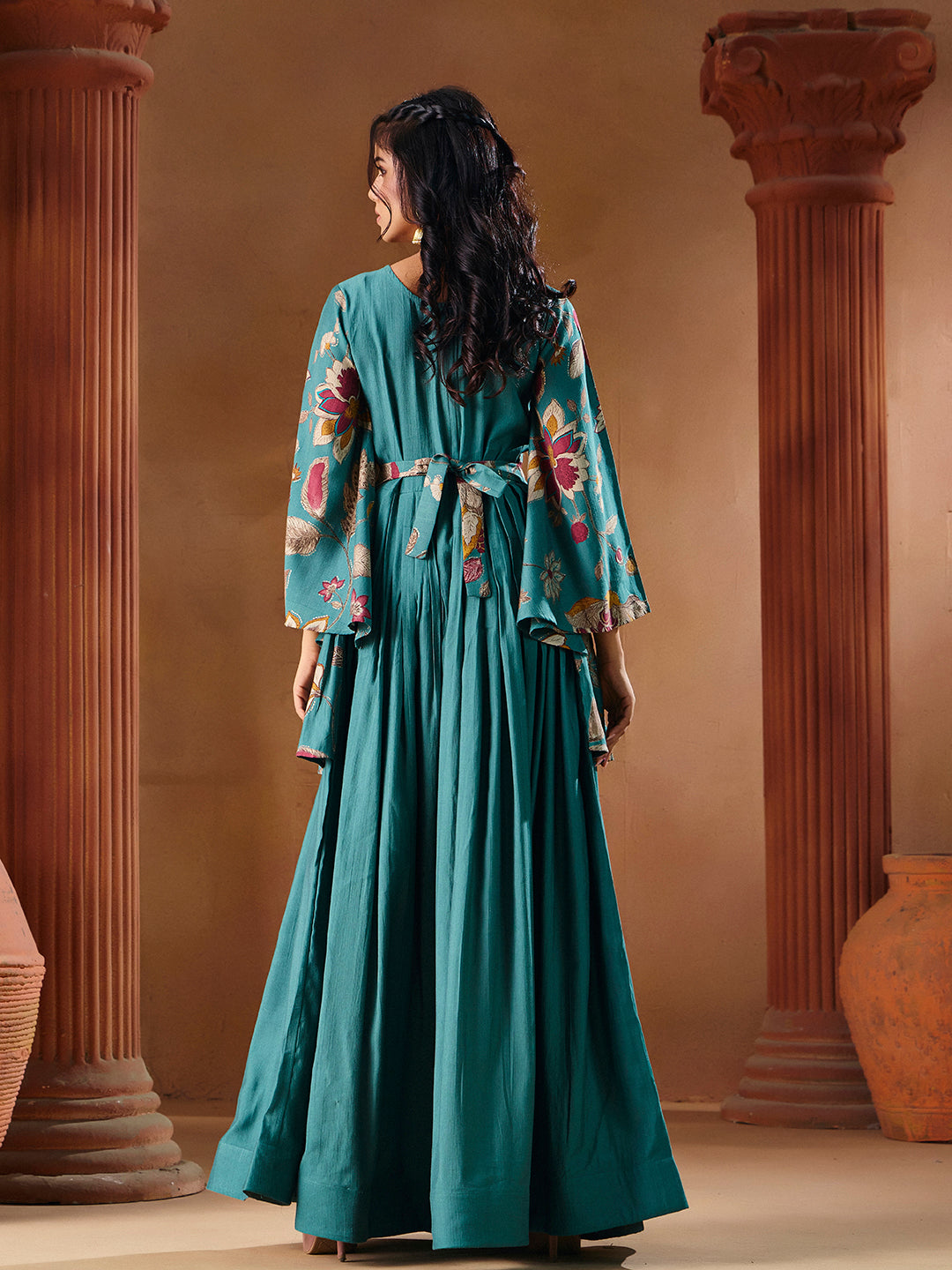 Indo Western Vatican Print Gown Madhuram Wedding & Festive Wear
