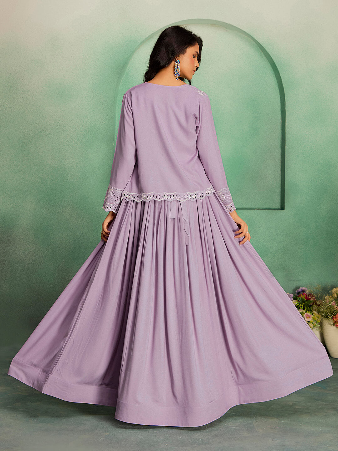 Festive & Wedding Wear Purple Anarkali Gown Set for Women – Madhuram
