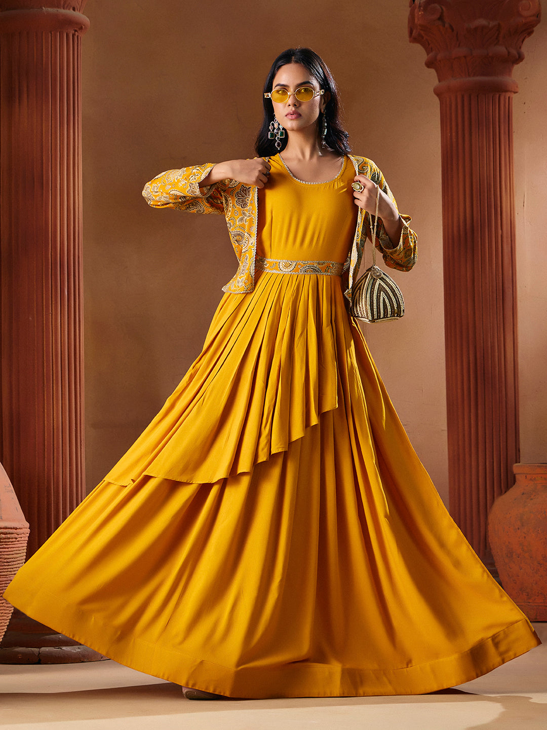 Indo Western for Woman Vatican Print Gown - Madhuram Wedding & Festive Wear