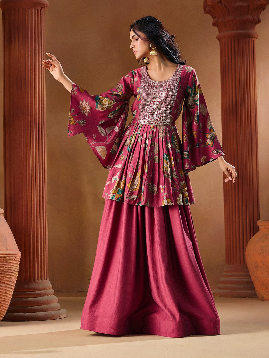 Indo Western Vatican Print Gown Madhuram Wedding & Festive Wear