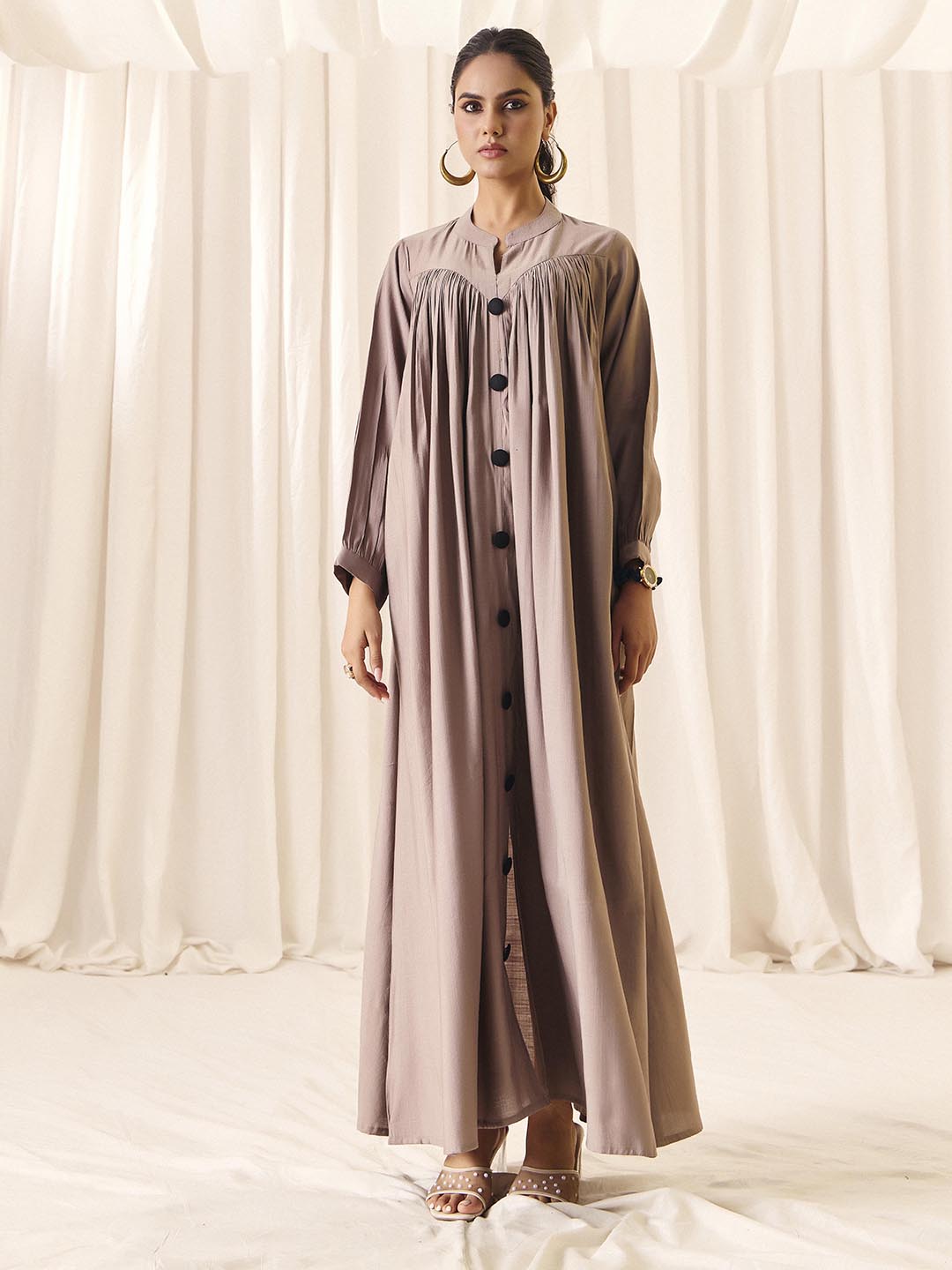 Madhuram textiles Women's  Vatican Fabric-Boho Flared Kurta Dress -Long Maxi Kurta Top | M-2554