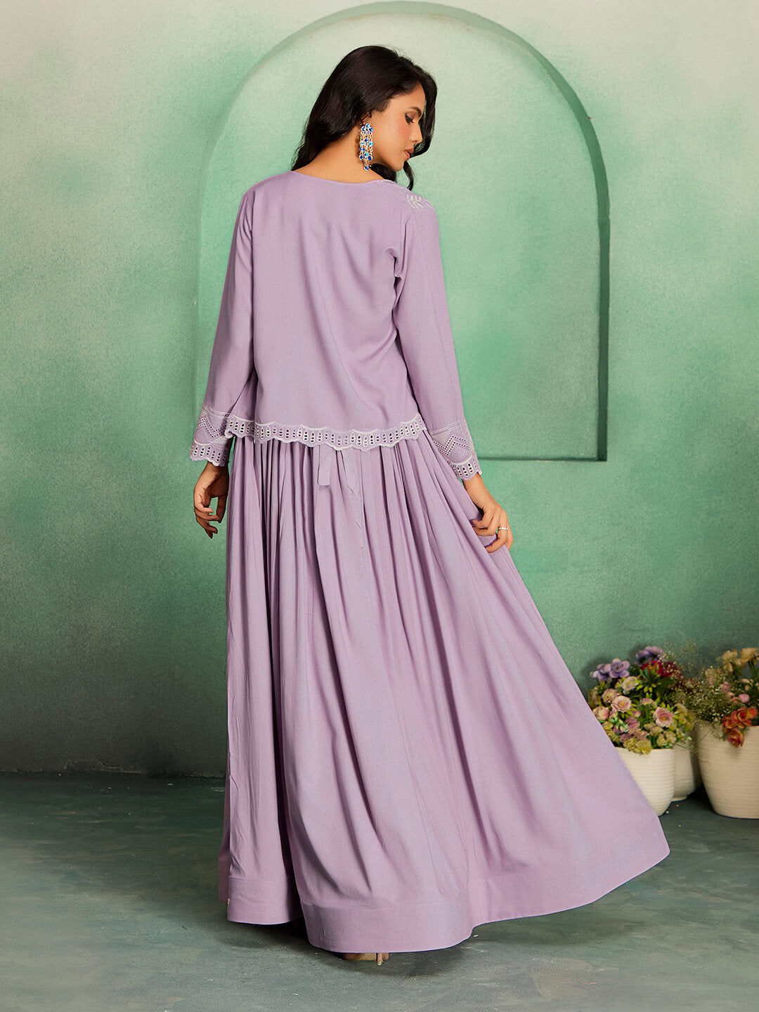 Festive & Wedding Wear Purple Anarkali Gown Set for Women – Madhuram