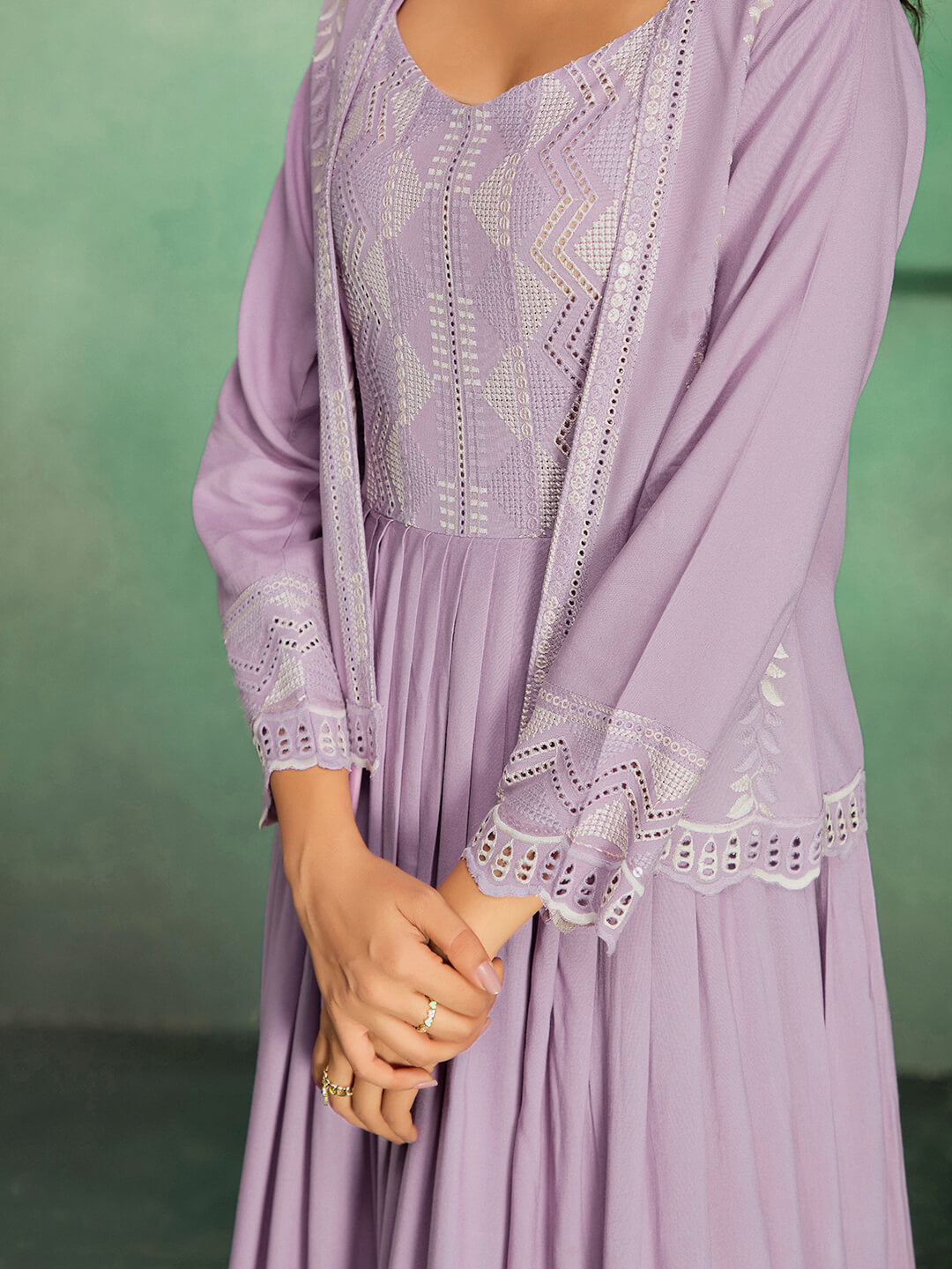 Festive & Wedding Wear Purple Anarkali Gown Set for Women – Madhuram