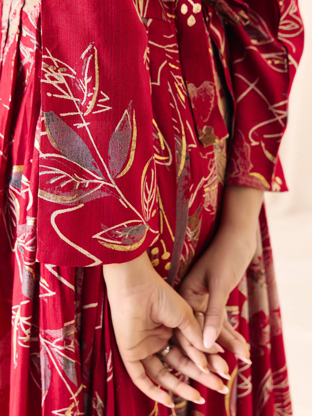 Maroon Flower Printed Rayon Anarkali Long Gown | Perfect For Parties, Engagements & Weddings