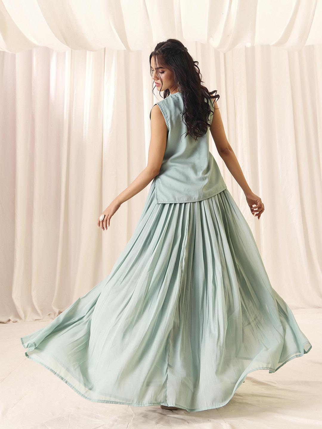 Elegant Sky Blue Indo Western Set | Perfect Party & Wedding Wear | Madhuram | M-2571