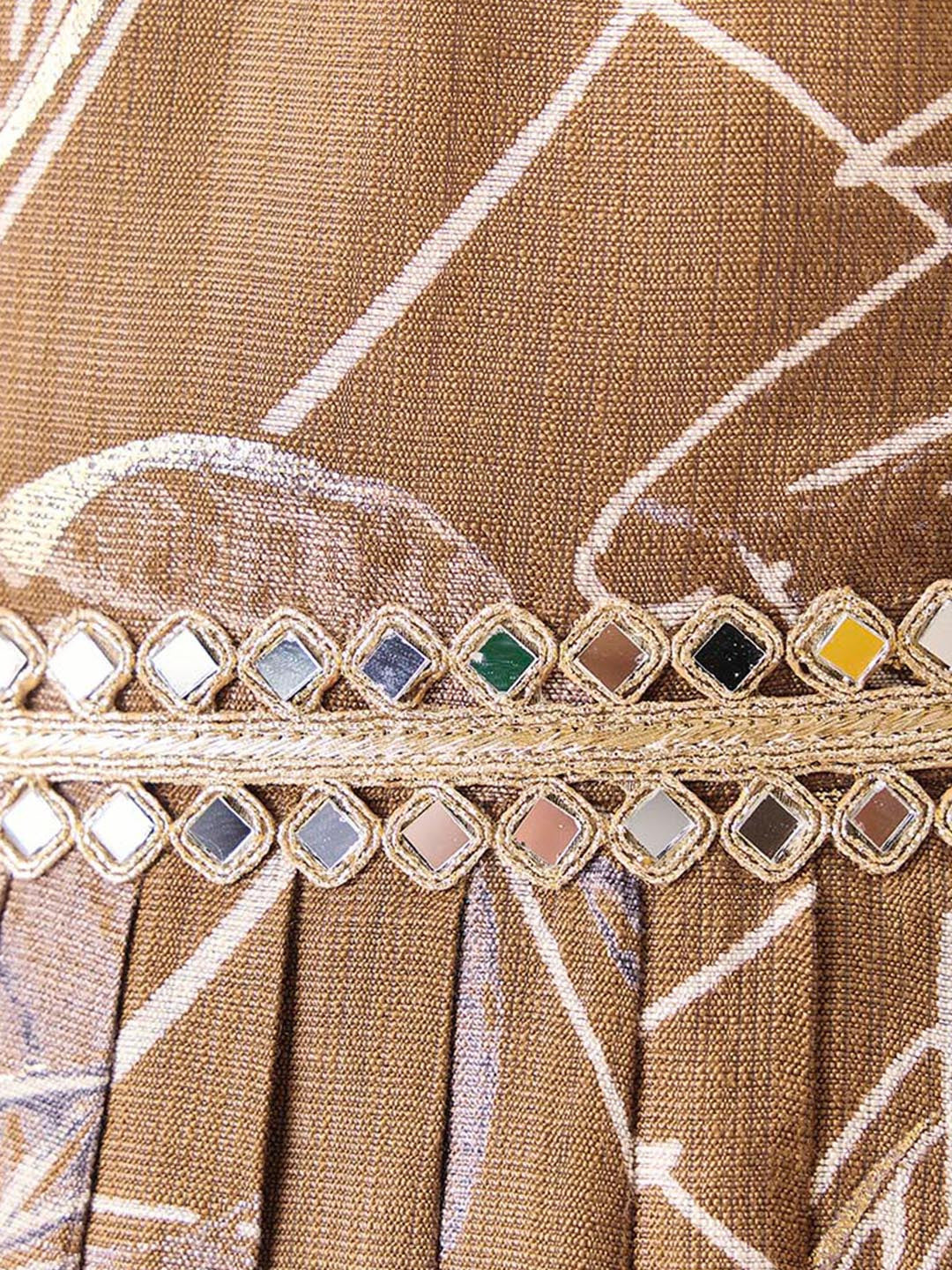 Coffee Flower Printed Rayon Anarkali Long Gown | Perfect For Parties, Engagements & Weddings